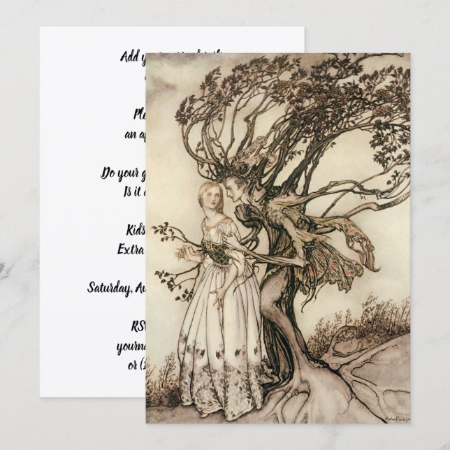 Convites A Velha no Bosque por Arthur Rackham (Frente/Verso)