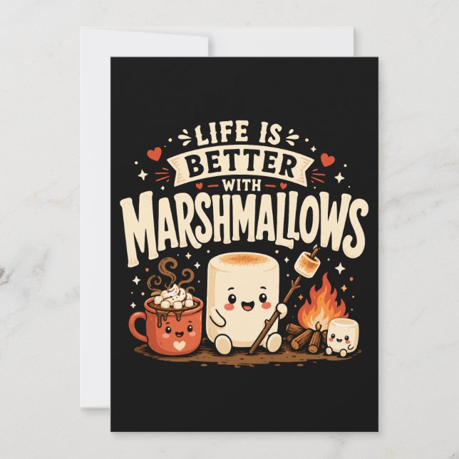 Convites A vida é melhor com marshmallows (Frente)