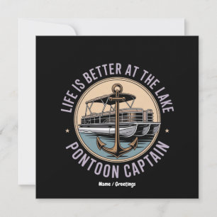 Convites A Vida É Melhor No Lago Pontoon Capitão Engraçado