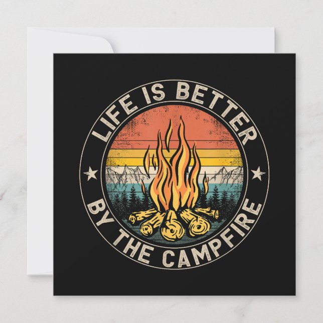 Convites A vida é melhor pelo acampamento de Campfire (Frente)