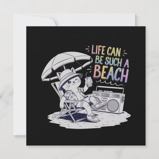 Convites A vida pode ser uma praia: divertida e vida relaxa (Frente)