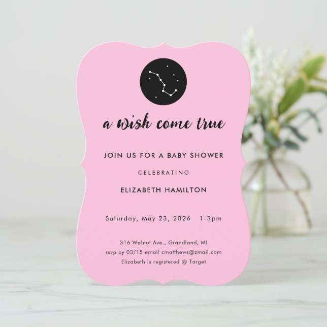 Convites A Wish Come True Big Dipper Baby Shower Invitation (Em pé/Frente)