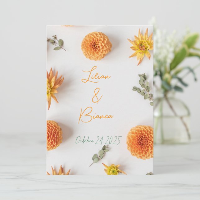 Convites A "Yes" in Summer Hues - invitation wedding (Em pé/Frente)