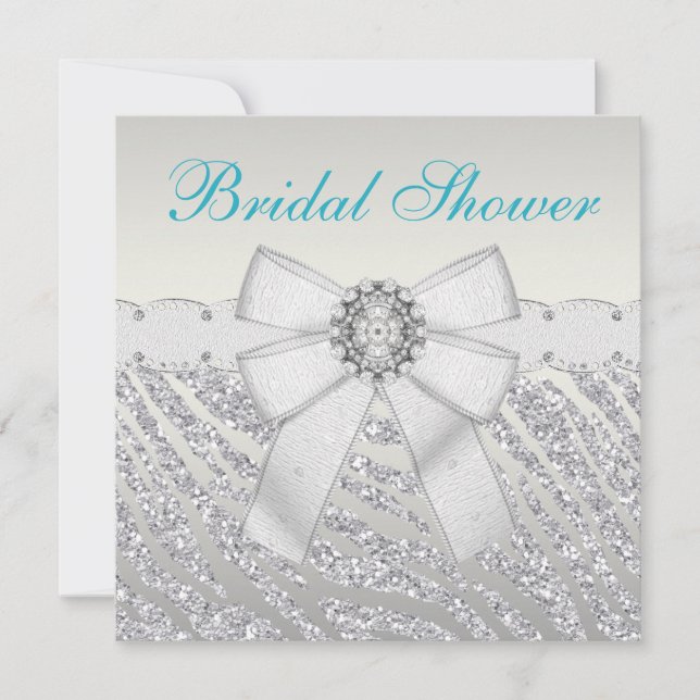 Convites A zebra do brilho da prata do falso listra o chá (Frente)