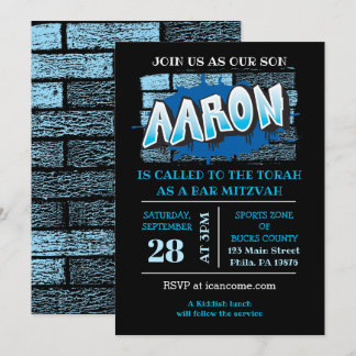 Convites Aaron Seu Nome De Grafite Brick Wall Bar Mitzvah