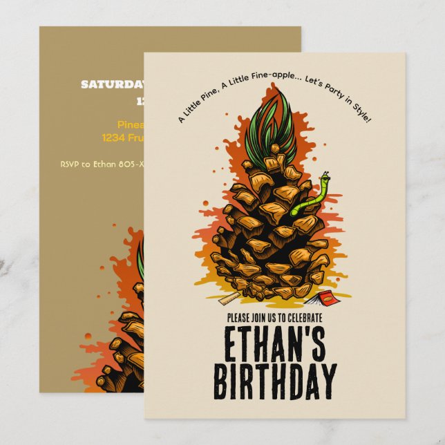 Convites Abacaxi, O Último Aniversário De Bacia (Frente/Verso)