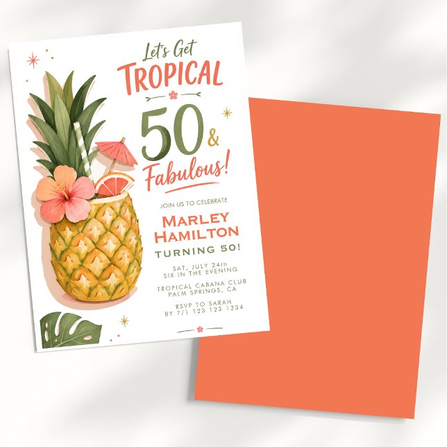 Convites Abacaxi Tropical 50 e Fabuloso (Criador carregado)