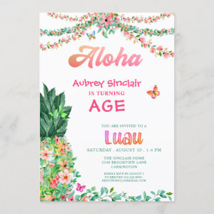 Convites Abacaxi Tropical Luau QUALQUER Idade Aniversário