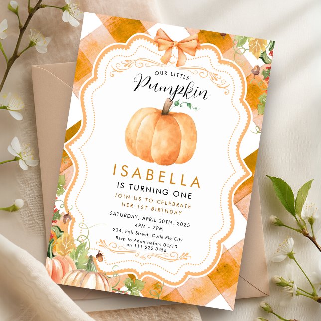 Convites Abaixe a abóbora 1 rua segundo 3° aniversário do 5 (Pumpkin Fall First 1st 2nd 3rd 4th 5th Birthday Invitation)