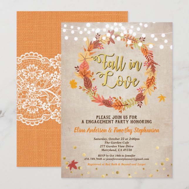 Convites Abaixe-se na festa de noivado da colheita (Frente/Verso)