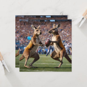 Convites "Abaixo Em Ação: Kangaroos Jogando Regras Aussie