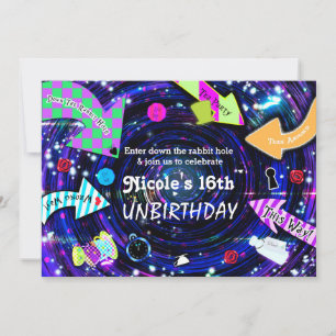 Convites Abaixo o Coelho Buraco Alice no Partido das Maravi