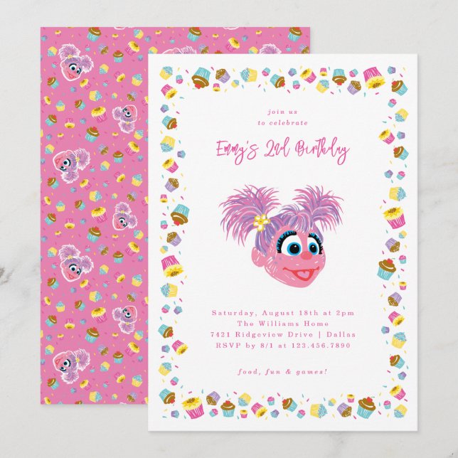 Convites Abby Cadabby Cupcakes & Confetti Aniversário  (Frente/Verso)