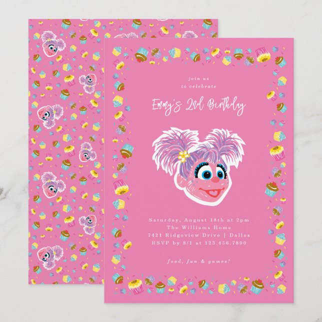 Convites Abby Cadabby Cupcakes & Confetti Birthday  (Frente/Verso)
