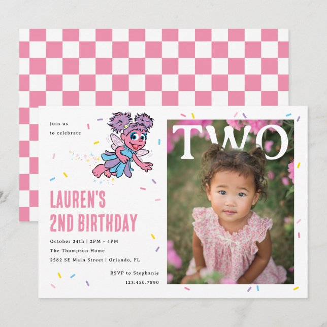 Convites Abby Cadabby Pink Confetti Second Birthday (Frente/Verso)