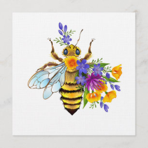 Convites Abeja flor com plantas silvestres