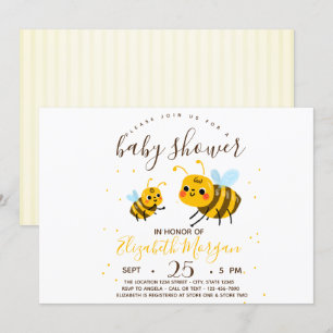 Convites Abelha Bumble Doce,Chá de fraldas Stripes