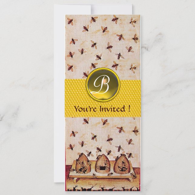 Convites ABELHA DE MEL, Monograma de sustentação (Frente)