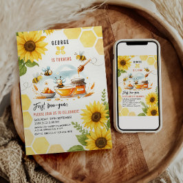 Convites Abelhas Amarelas e Girassol Bonitas 1rua Aniversár