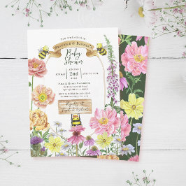 Convites Abelhas Botânicas e Chás de fraldas de Cama de Flo