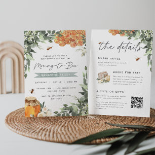 Convites Abelhas de Mel de Flor Laranja Tudo em Um Chá de f