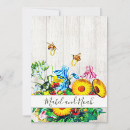 Convites Abelhas Douradas de Mel Floral Russo de Casamento 