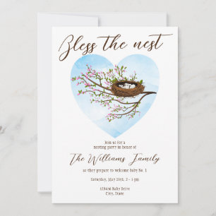 Convites Abençoa O Nest Faith Chá de fraldas Nesting Party
