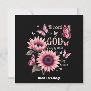 Convites Abençoado Por Deus Amado Pela Fé Rosa De Girassol