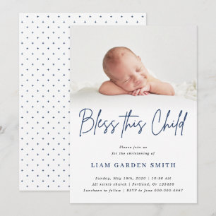 Convites Abençoe Esta Criança Manuscrita, Criança Fotogr