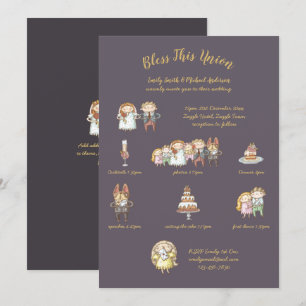 Convites Abençoe Esta União - Convite/Programa de Casamento