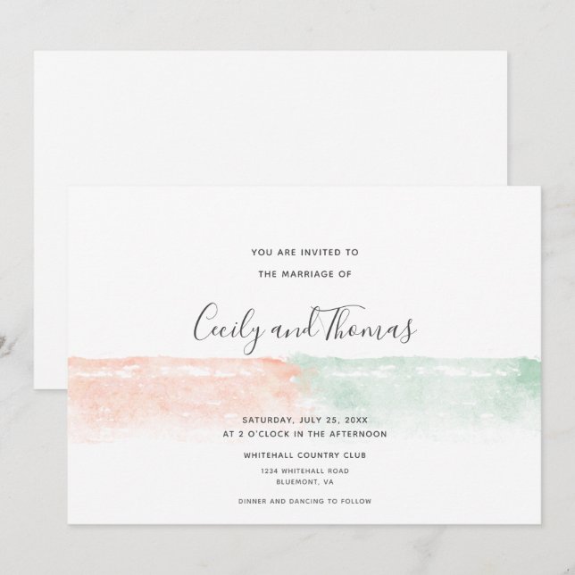 Convites Abertura Simples de Apricot Moderno e de Aquarela  (Frente/Verso)