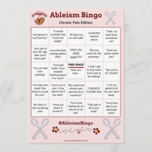 Convites Ableism Bingo Card Chronic Pain Edition