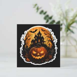 Convites 🎃 Abóbora Assombrada da Lua Sticker de Halloween