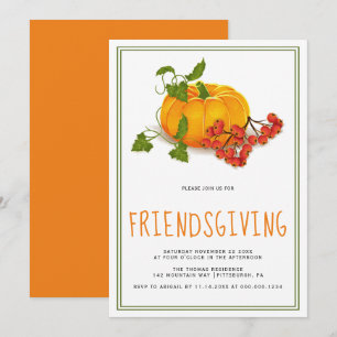 Convites Abóbora, bagas laranja costas Friendsgiving