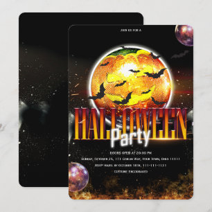 Convites Abóbora Bola de Disco Assustadora Halloween
