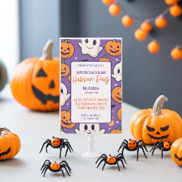 Convites Abóbora-branca Festa de Halloween Roxo-Laranja