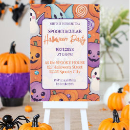 Convites Abóbora-branca Festa de Halloween Roxo-Laranja