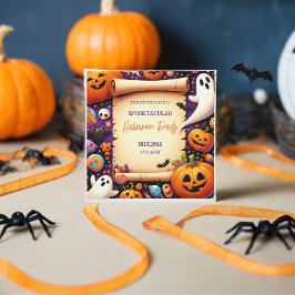 Convites Abóbora-branca Festa de Halloween Roxo-Laranja