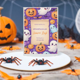 Convites Abóbora-branca Halloween Bash Laranja Roxo