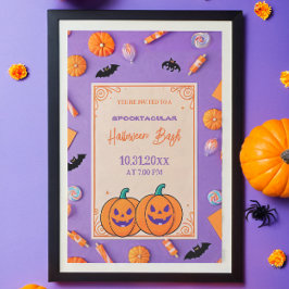 Convites Abóbora-branca Halloween Bash Laranja Roxo