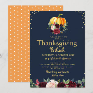 Convites Abóbora-de-água floral Ação de Graças