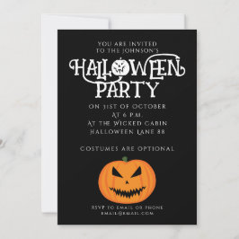 Convites Abóbora de Halloween assustadora Jack O'Lantern pr