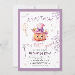 Convites Abóbora de Halloween Bebê Menina Assustadora Anive