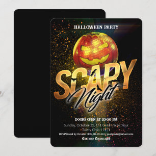 Convites Abóbora de Halloween Bola de Disco Noite Assustado