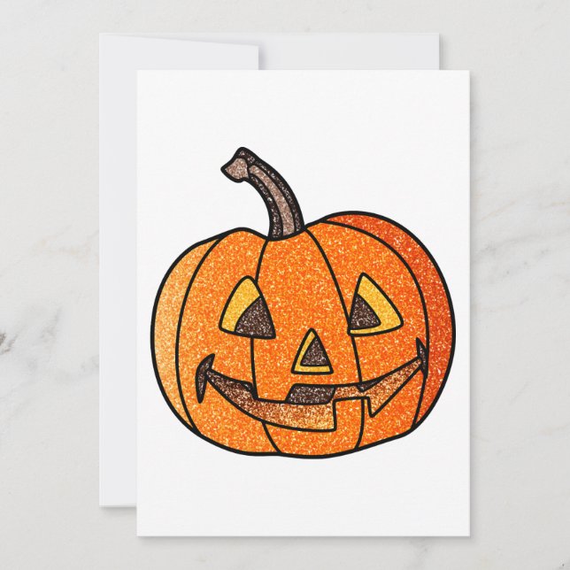 Convites Abóbora de Halloween Brilhante (Frente)