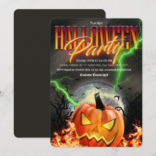 Convites Abóbora de Halloween Disco Assustador