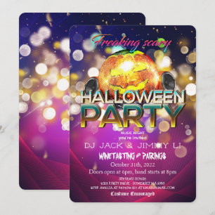 Convites Abóbora de Halloween Discoteca Assustadora