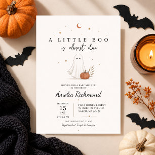 Convites Abóbora de Halloween Minimalista Quase Fofa Buu Es