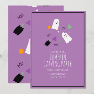 Convites Abóbora de Halloween Muito Fofo Fantasma Confete