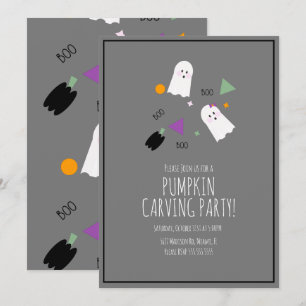Convites Abóbora de Halloween Muito Fofo Fantasma Confete